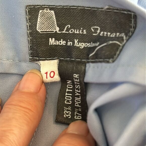 Vintage 70s/80s Louis Ferrara Light Blue High Waisted Cotton/Polyester Pants - Picture 7 of 7